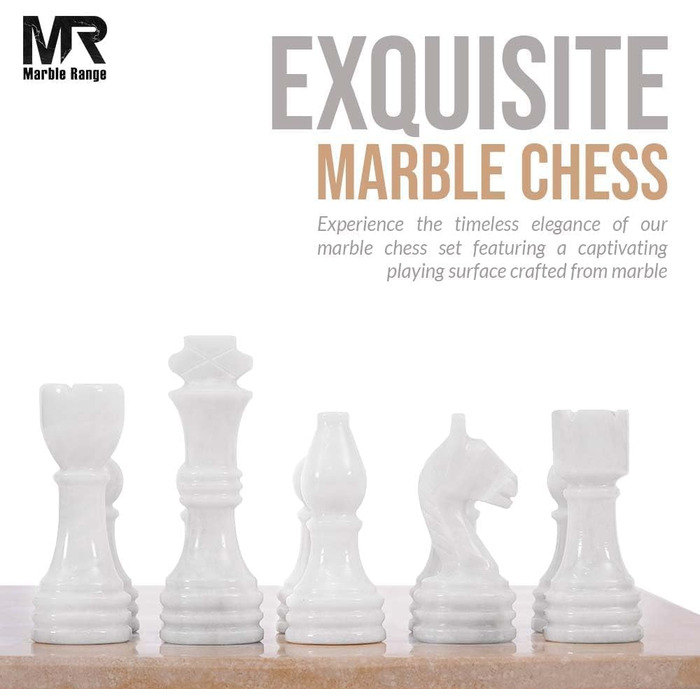Шаховий набір з мармуру для дорослих, ручної роботи, з дошками Verona & Green Onyx, 32 фігури, 2 додаткові королеви, коробка для зберігання, розкішна подорожна гра, елегантний подарунок для дому (Verona & Green Onyx) (Verona & White)