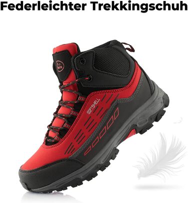 Черевики для піших прогулянок для жінок та чоловіків, водонепроникні зимові черевики (36 EU, червоний, чорний)