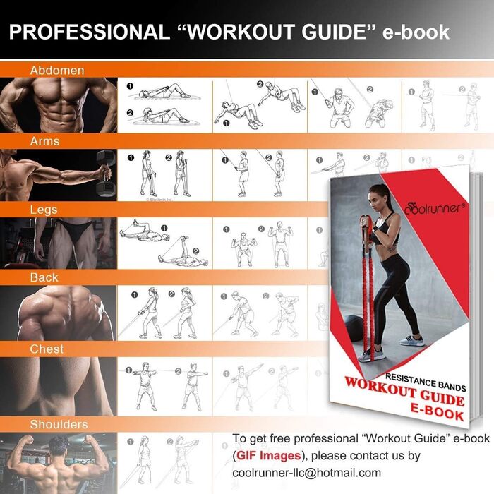 Набір еластичних стрічок Coolrunner для фітнесу: 14 шт., до 68 кг, з ручками та кігтями
