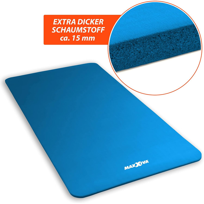 Гімнастичний килимок MAXXIVA 190x60/100x1,5 см, протиковзкий, без фталатів, з ременем для перенесення, для фітнесу, йоги, тренувань, вибір кольору