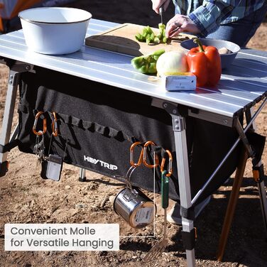 Складаний кемпінговий стіл Heytrip з сумкою для зберігання, алюмінієвий, портативний, пляжний, регульована висота, сірий