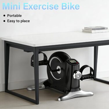 Міні-велотренажер Pedaltrainer для літніх людей та реабілітації, домашній велотренажер з LCD-дисплеєм, регульованим опором та ременями фіксації, чорний