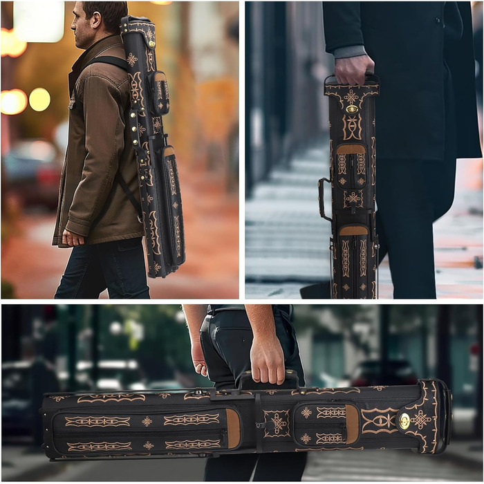 Чохол для бильярдних київ Schwarze Stickerei: на 2 кийки (butt) та 4 шахти (shaft). Жорсткий, зі стійкою. Аксесуари для більярду.