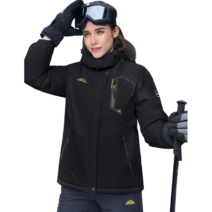 Жіноча зимова куртка MAGCOMEN: теплий флісовий парка, захист від вітру та вологи (XL, чорний)