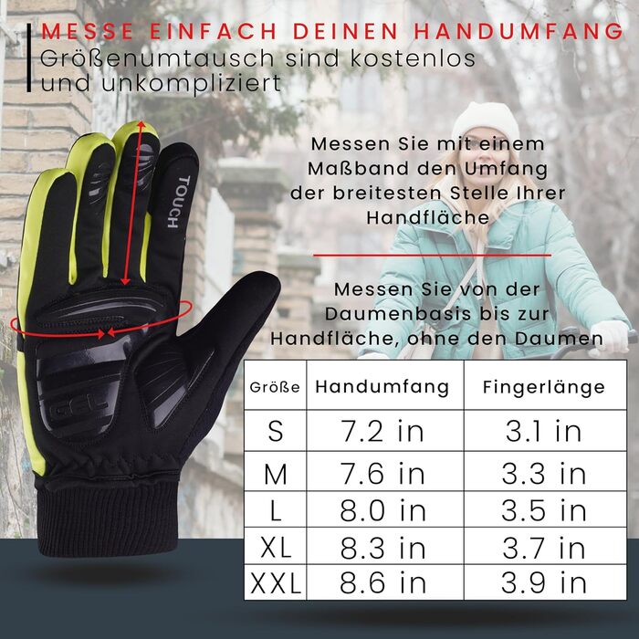 Велосипедні рукавички чоловічі зимові, вітронепроникні, водостійкі, утеплені, з підкладкою, з антиковзаючою поверхнею, терморукавички, чорні (S, жовтий)