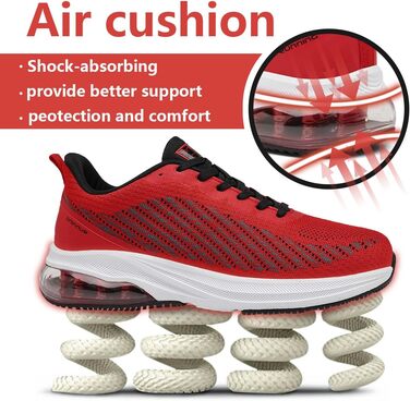 Кросівки для бігу та фітнесу: чоловічі та жіночі, легкі, дихаючі, розмір 36-47 EU (39 EU, червоно-білі)
