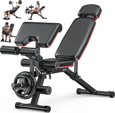 Регульована лава для тренувань XDDIAS з блоком для згинання ніг та підтримуючим валиком, до 410 кг, 10 положень спинки, для дому, багатофункціональна
