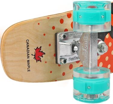 Скейтборд FunTomia Mini-Board Cruiser 57 см з 7-шарового канадського клена, підшипники Mach1 ABEC-9, помаранчевий, з LED колесами Petrol