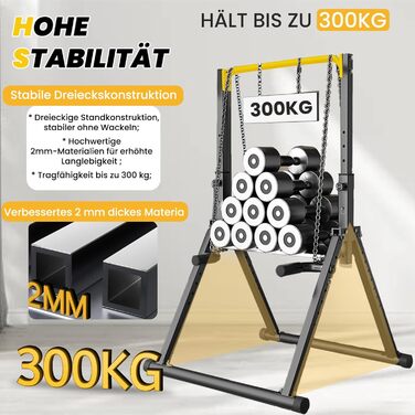 Стійка для віджимань та підтягувань DOBESTS Faltbar Power Tower - багатофункціональний тренажер для дому, чорний (4 жовтих акцентів)