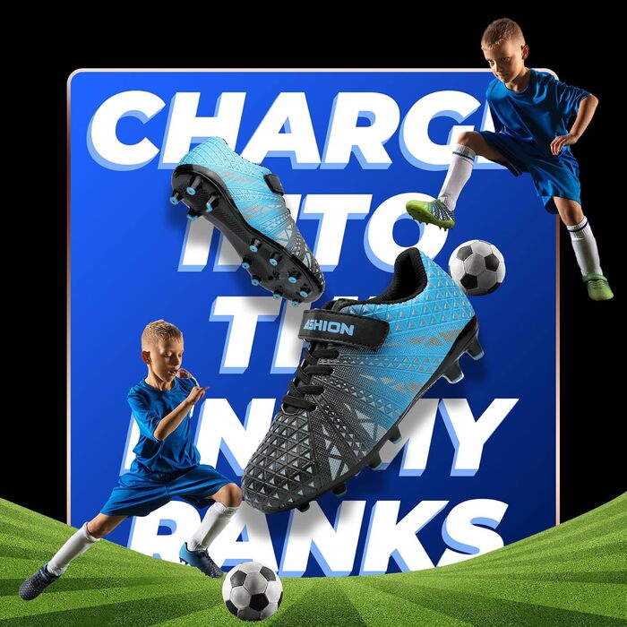 Дитячі футбольні бутси ASHION для футболу та активного відпочинку, розмір 32 EU, блакитно-чорні