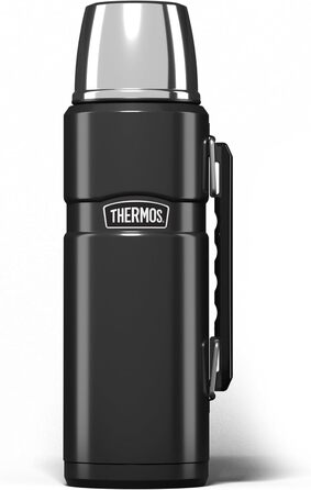 Термос King Thermos 1,2 л, нержавіюча сталь, з чашкою та ручкою, сірий