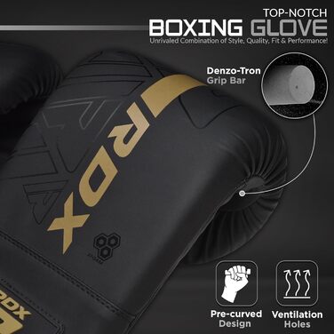 Боксерські рукавички RDX KARA для кікбоксингу, муай-тай, MMA, тренувань, золоті, штучна шкіра Maya Hide, для спарингу, боксу, фітнесу, боксерського мішка