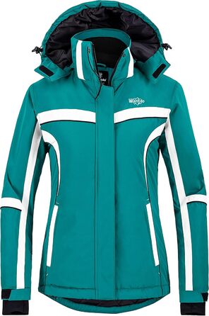 Жіноча водонепроникна куртка Wantdo для катання на лижах з капюшоном та флісовою підкладкою, зелена