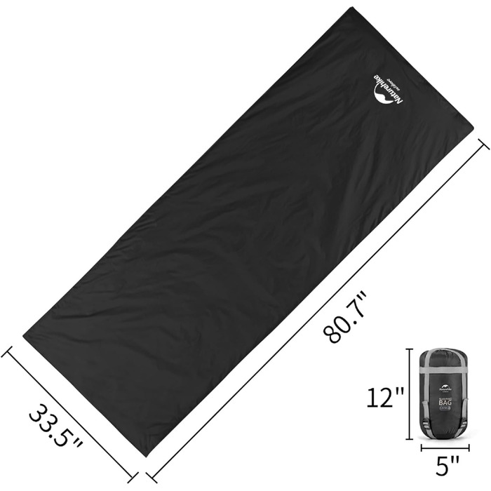 Спальний мішок Naturehike Ultraleicht: ультралегкий, компактний, для 3 сезонів, 190x75/205x85 см, вага 680/760 г, для походів, кемпінгу, рюкзаків, чорний, XL