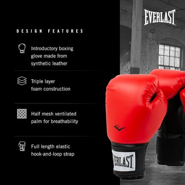 Боксерські рукавички Everlast Prostyle 2 для тренувань, 14 oz, червоні, одноколірні