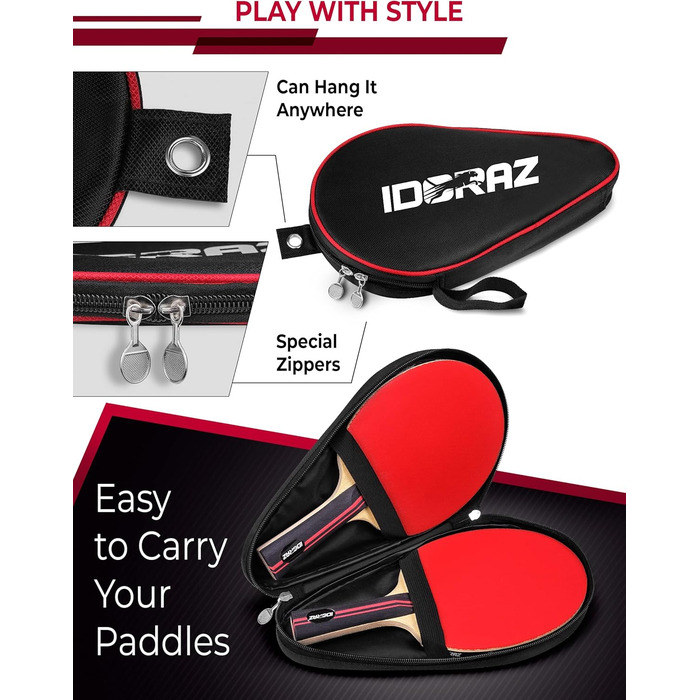 Пін-понг ракетка Idoraz Professional - професійна ракетка для настільного тенісу з чохлом, схвалена ITTF, для турнірів. Подвійний paddle.