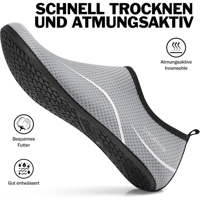 Чоловічі та жіночі аквашузи Sixspace для плавання, серфінгу, йоги. Швидка сушка, дихаючі, slip-on. Розмір 47 EU