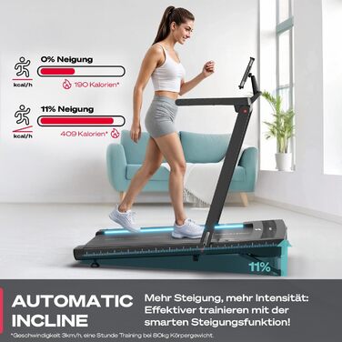 Складна бігова доріжка Sportstech sTread Fold Pro з нахилом до 11% та функцією підключення до додатку - для дому