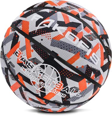 Баскетбольні м'ячі FAKOFIS: розміри 3, 5, 7, для вулиці та залу, тренування та гра, сірі та помаранчеві