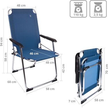 Крісло для кемпінгу Bo-Camp Copa Rio Comfort: розкладне, блакитне, для відпочинку на природі та риболовлі