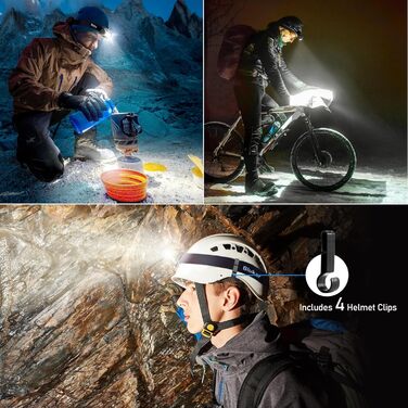 LED налобний ліхтар Blukar: перезарядна, надяскрава 2000L, регулювання яскравості, 5 режимів, датчик, червоне світло, водонепроникний, для кемпінгу, риболовлі та іншого. Чорний