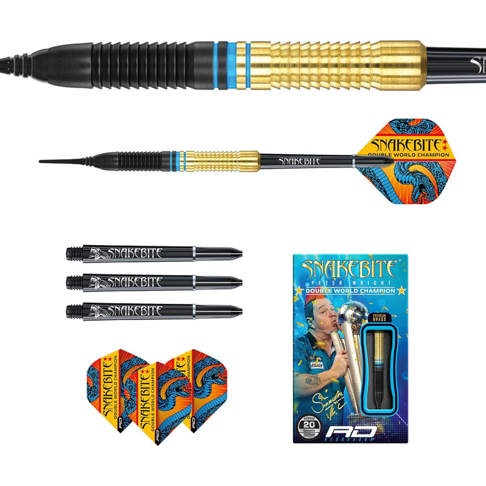 Дротики RED DRAGON Peter Wright Snakebite Brass Softip 20 г, набір для дартсу