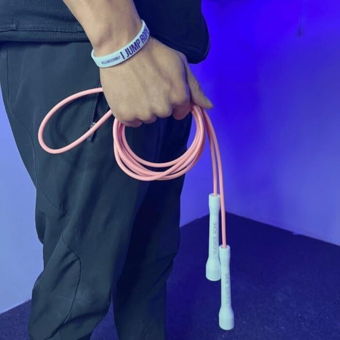 Стрибкове канат Elevate Speed Rope MAX - професійний, 5 мм, 3 м, з міцного PVC, чорний/білий (матовий рожевий)