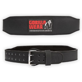 Шкіряний пауерліфтинг пояс Gorilla Wear 4 дюйми, чорний/червоний, для бодібілдингу та тренажерного залу, підтримка та стабілізація, розмір L-XL