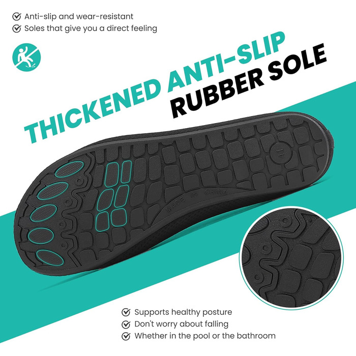 Чоловічі та жіночі аквашузи для плавання та відпочинку на пляжі. Легкі, швидковисихаючі, з антиковзким покриттям. Розмір 41 EU, чорний колір