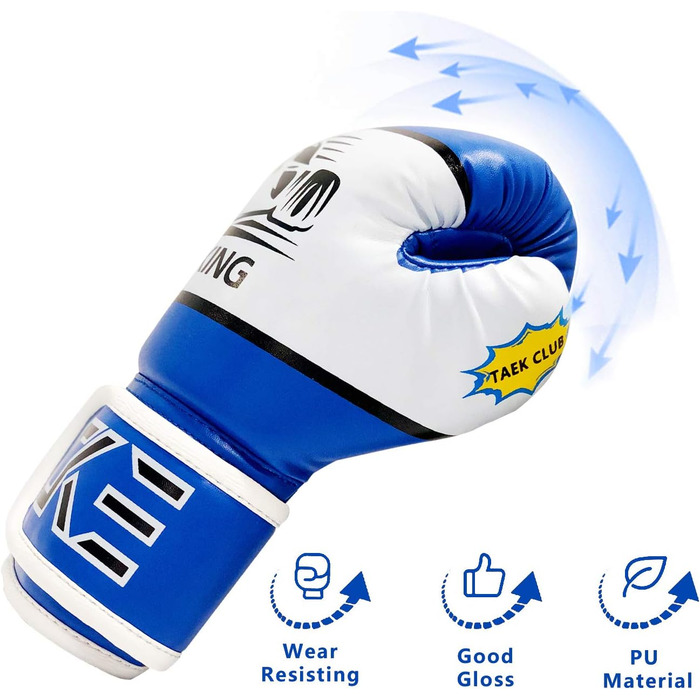 Дитячі боксерські рукавички CKE для хлопчиків та дівчаток, 5-12 років, для тренувань, бокс, кікбоксинг, муай-тай, блакитні