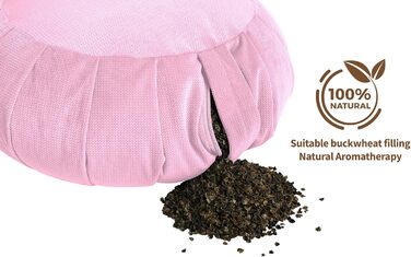 Медитаційна подушка Sensory Owl Zafu для йоги, оксамит, наповнювач гречані лузга, кругла, висота 18 см, діаметр 35 см, рожевий