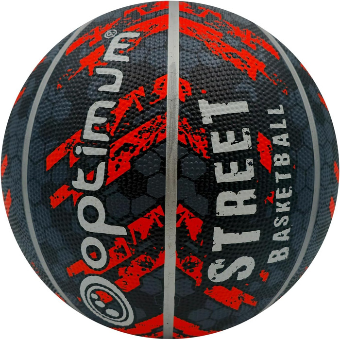 Баскетбольний м'яч OPTIMUM: зносостійкий, для гри в приміщенні та на вулиці, оптимальний контроль та точність (Розмір 7, ЧОРНИЙ/ОРАНЖЕВИЙ)