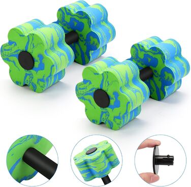 Набір аква-гантелей для плавання, 2 шт. Зелені аква-гантелі для фітнесу у воді, для занять у басейні, для схуднення