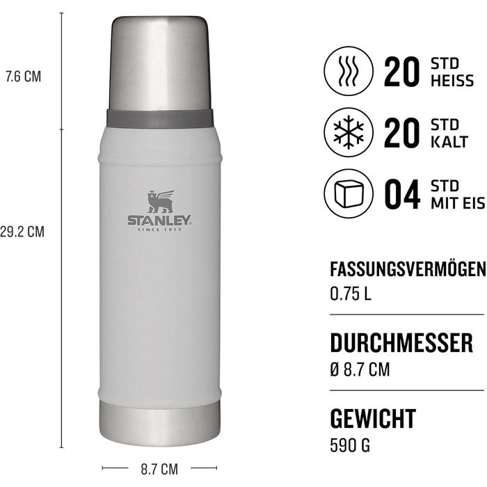 Термос Stanley Classic Legendary, нержавіюча сталь, 1 л, тримає тепло/холод до 48 годин, BPA-free, для напоїв, підходить для посудомийної машини