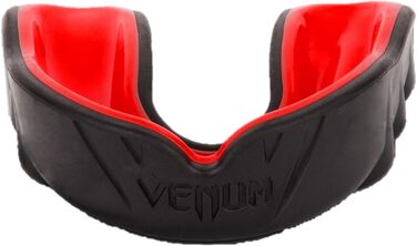 Капа Venum Challenger для боксу, чорно-червона, універсальний розмір + Бинти Venum Kontact для рук, чорні, 4м