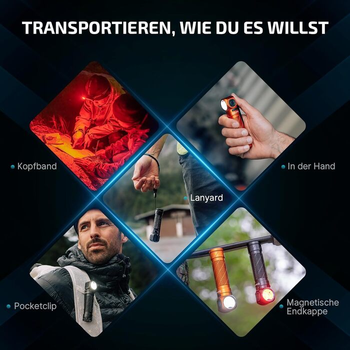 OLIGHT Perun 3: Потужна ліхтар-на-лоб LED з перезаряджанням, 3000 люмен, 7 режимів, сенсор, червоне світло, водонепроникний IP68, для кемпінгу, риболовлі, полювання, чорний