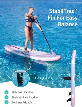 Надувний SUP дошка Niphean для дорослих, 305 см, з фіном StabilTrac, для йоги та балансування, фіолетовий