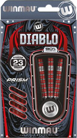 Дартс WINMAU Diablo професійний, сталевий наконечник, вольфрам, 23 г, з крилами та стрижнями (паралельний)