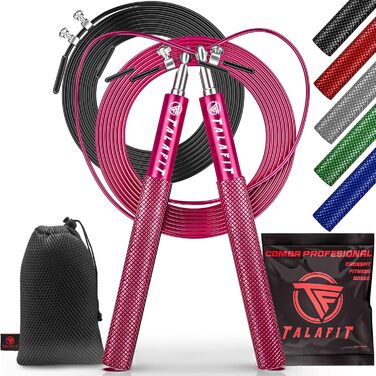 Професійне скакалка для кросфіту | Регульоване фітнес-канат з високошвидкісними підшипниками | Боксерська скакалка | З сумкою (Рожевий)