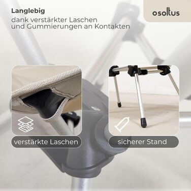 Складний туристичний стілець Osoltus Nordkap: легкий, компактний, міцний (100 кг), з алюмінієвим каркасом, для відпочинку на природі