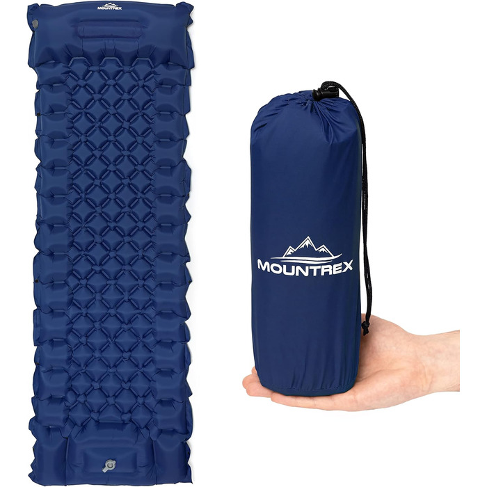Надувна туристична матрац MOUNTREX Isomatte - Ultraleicht, 700g, з насосом, для кемпінгу та відпочинку на природі (зелений/блакитний)