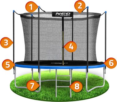 Батут Neo-Sport для дітей, 183 см (6 футів) з сіткою та сходами, зовнішній, посилений, стійкий до погодних умов