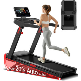 Бігова доріжка UMAY L10: електричний біговий доріжки з нахилом 20%, швидкість до 14 км/год, складний, потужність 3.5 PS, для дому, вантажопідйомність 180 кг