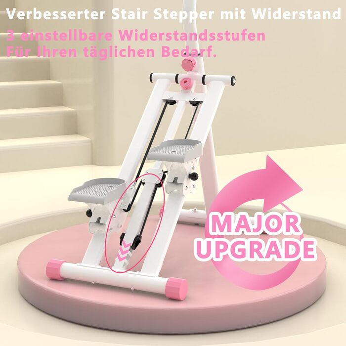Сходи-степер з регульованим опором для дому – тренажер для кардіотренувань з LCD-дисплеєм та компактним дизайном | Ідеальний для домашнього спортзалу, квартири та офісу (Білий)