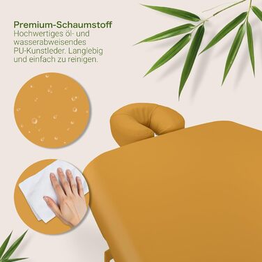 Zen Mobile Масажний стіл: компактний, складний, регульований. З кутовими закругленнями, підголівником, підлокітниками та кишенею (Сафранове жовте)