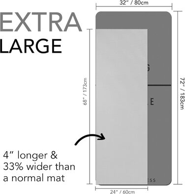 Тренувальний килимок для йоги та фітнесу – великий, 183x80 см, 10 мм, TPE, сірий – для дому, HIIT, Pilates, гімнастики