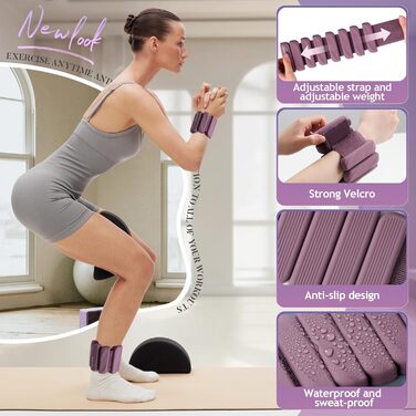 Набір манжет для ніг та рук 1.8 кг (0.9 кг кожна) для занять спортом, фітнесом, кардіо та силовим тренуванням. Манжети для ніг та рук, фіолетовий колір.