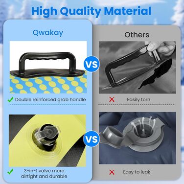 Надувний сніговий тюб з буксирувальною лінією, 47-49-68 дюймів. Міцний корпус, зносостійкий та морозостійкий матеріал. Зимовий спорт для дітей та дорослих. Подвійне сидіння 68 дюймів