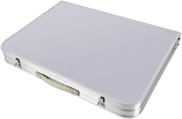 Складаний столик Qimu 60 см, з алюмінію, регульована висота 26/56 см, для саду та пікніка (білий)