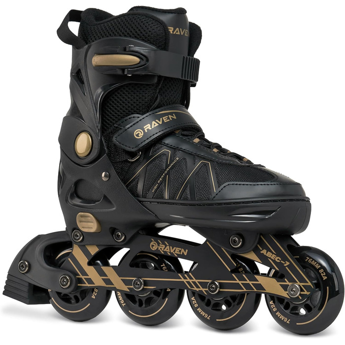 Інлайнери роликові ковзани RAVEN Expert для дітей та дорослих, регульовані 40-43 (25,5-28см), колір золотий